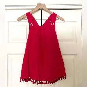 Red Racerback Top with Tassel Fringe